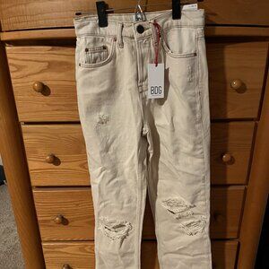 Urban Outfitters BDG Straight Leg Mid Rise Slim Fit Jeans - Creme - 25W 32L